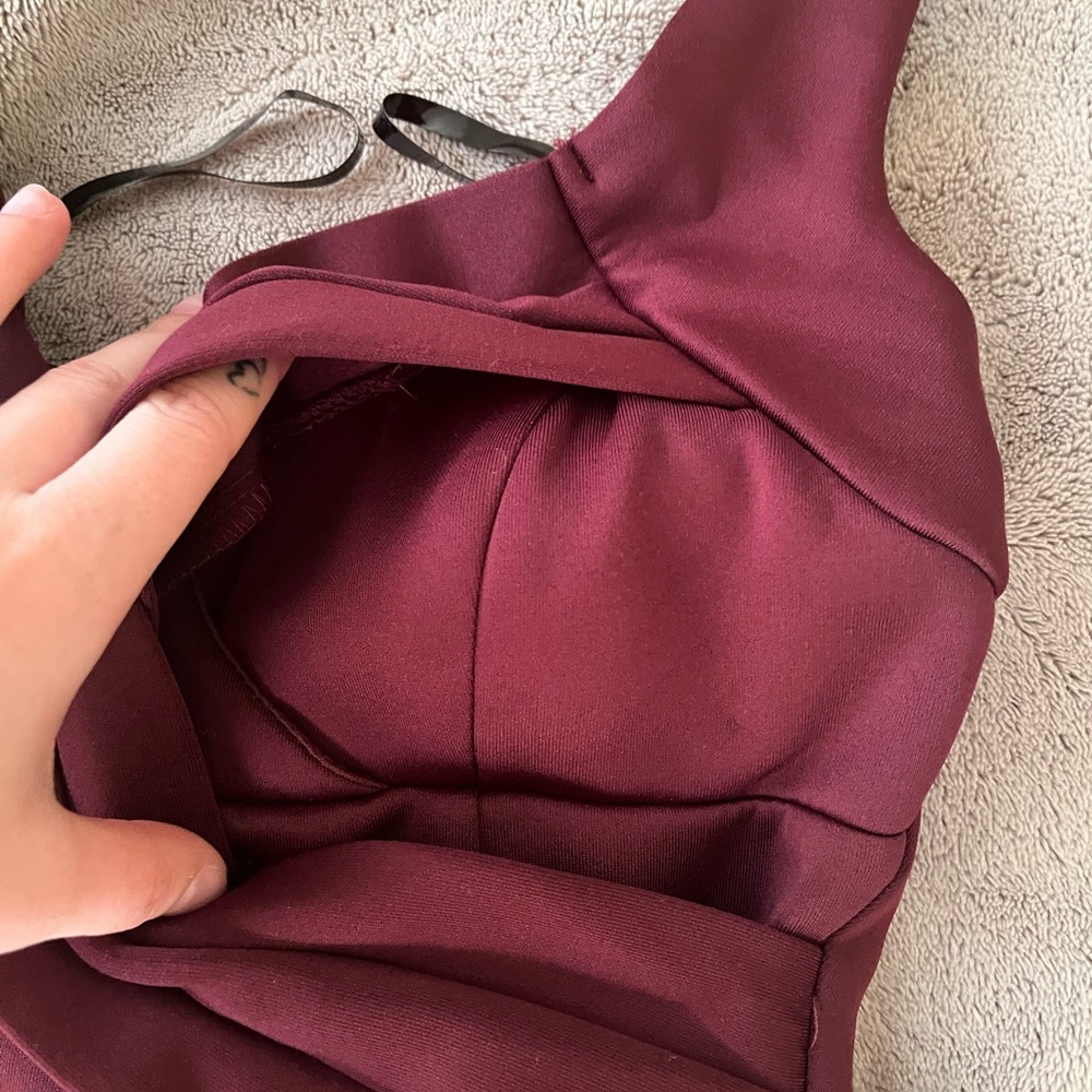 Burgundy “Emerald Sundae” thigh slit prom dress - Picture 8 of 16